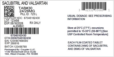 Label (62332 556 60 Sacubitril Valsartan 24 26mg 67046 1624 30)